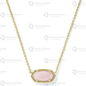 Elisa Gold Pendant Necklace in Rose Quartz
